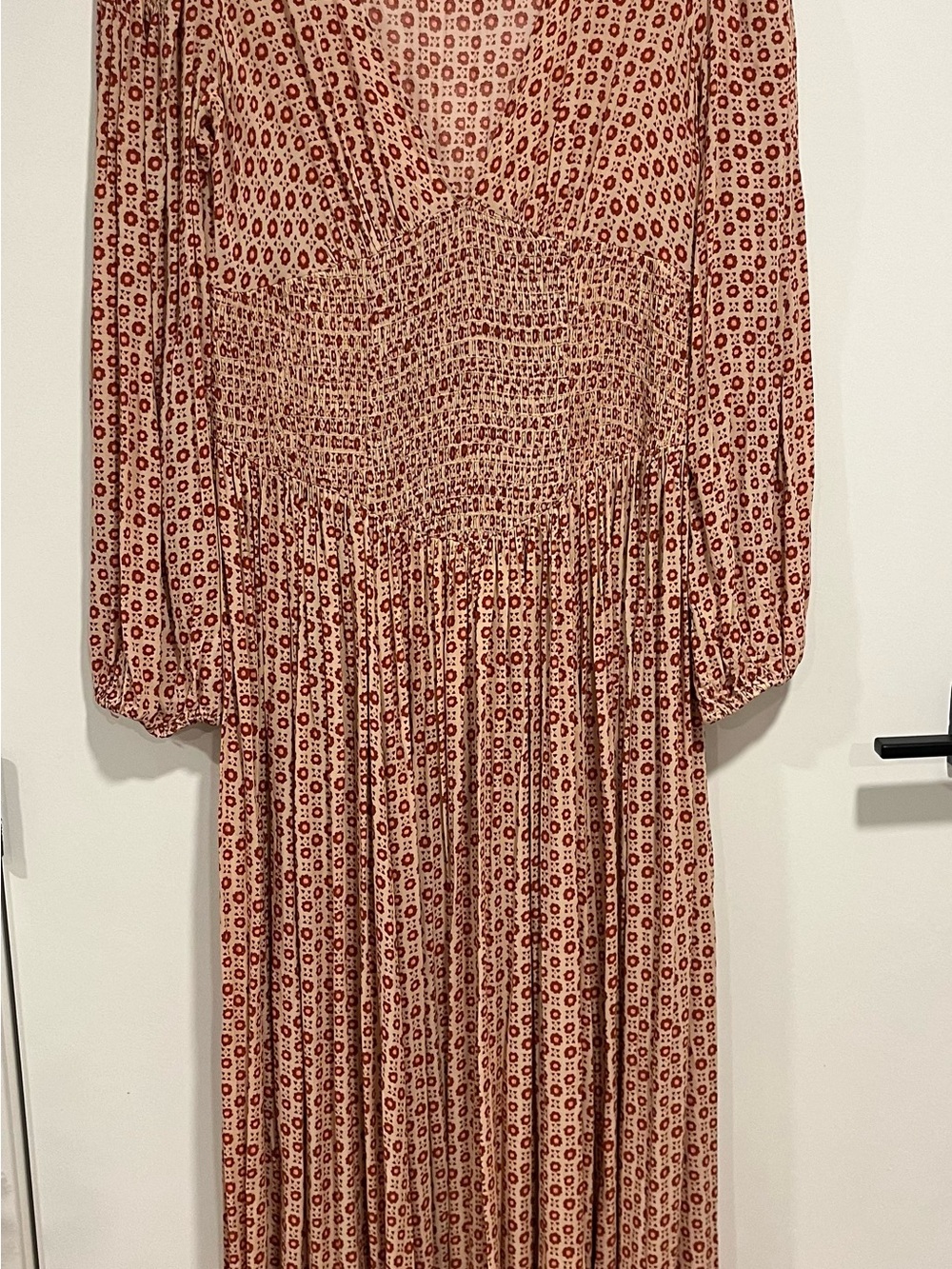 Free People Smocked Waist Maxi Dress in Dusty Rose Print - Picture 6 of 7